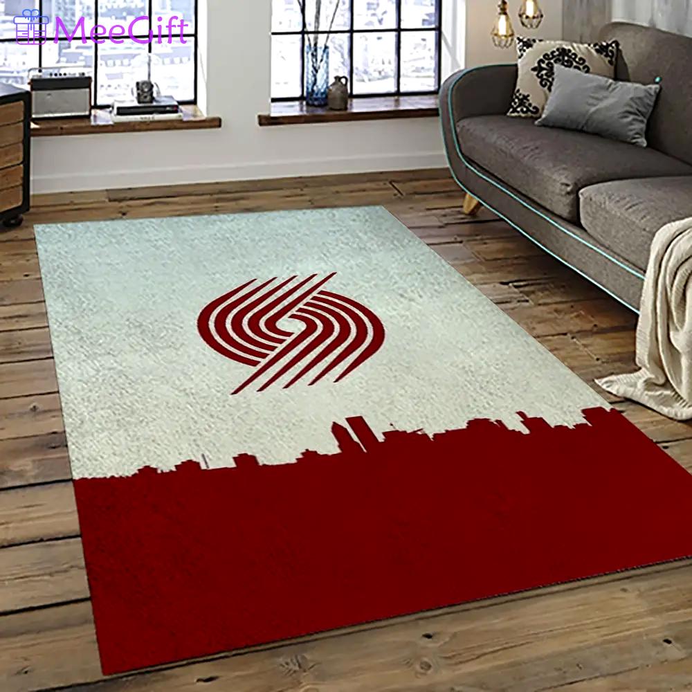 Nba portland trail blazers basketball team logo sport carpet rectangle area rug for living room ptb5 Rectangle Rug