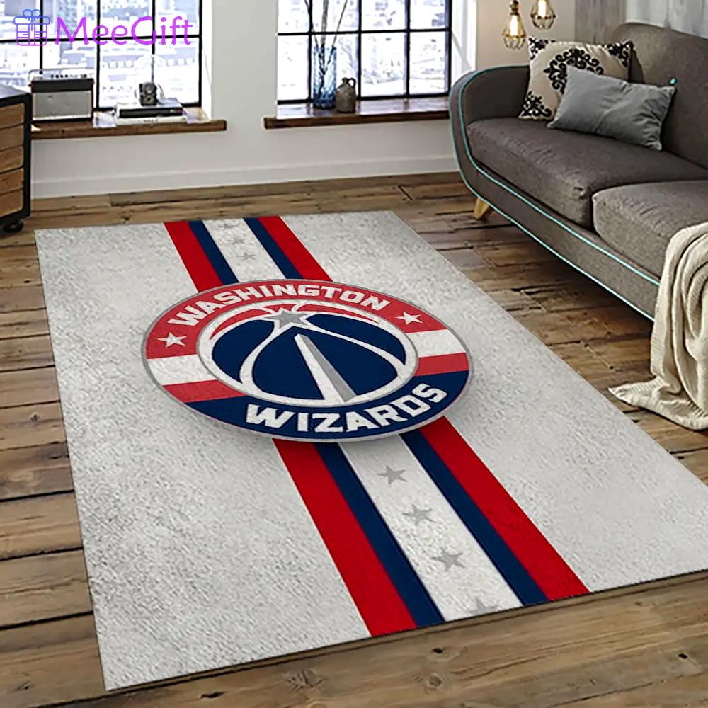 Nba washington wizards basketball team logo sport carpet rectangle area rug for living room wsw30 Rectangle Rug