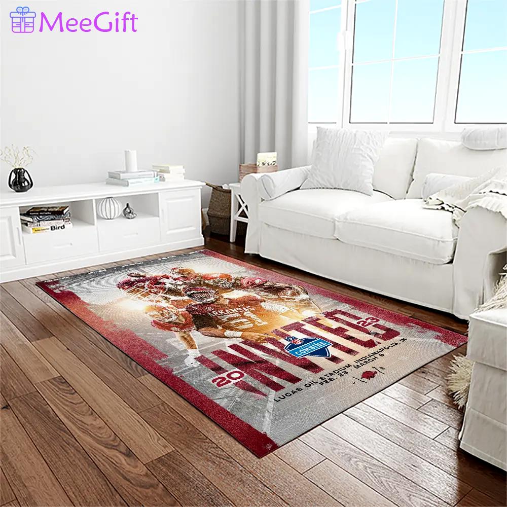 Ncaa arkansas razorbacks college sport basketball and foolball team logo rectangle area rug ar23 Rectangle Rug