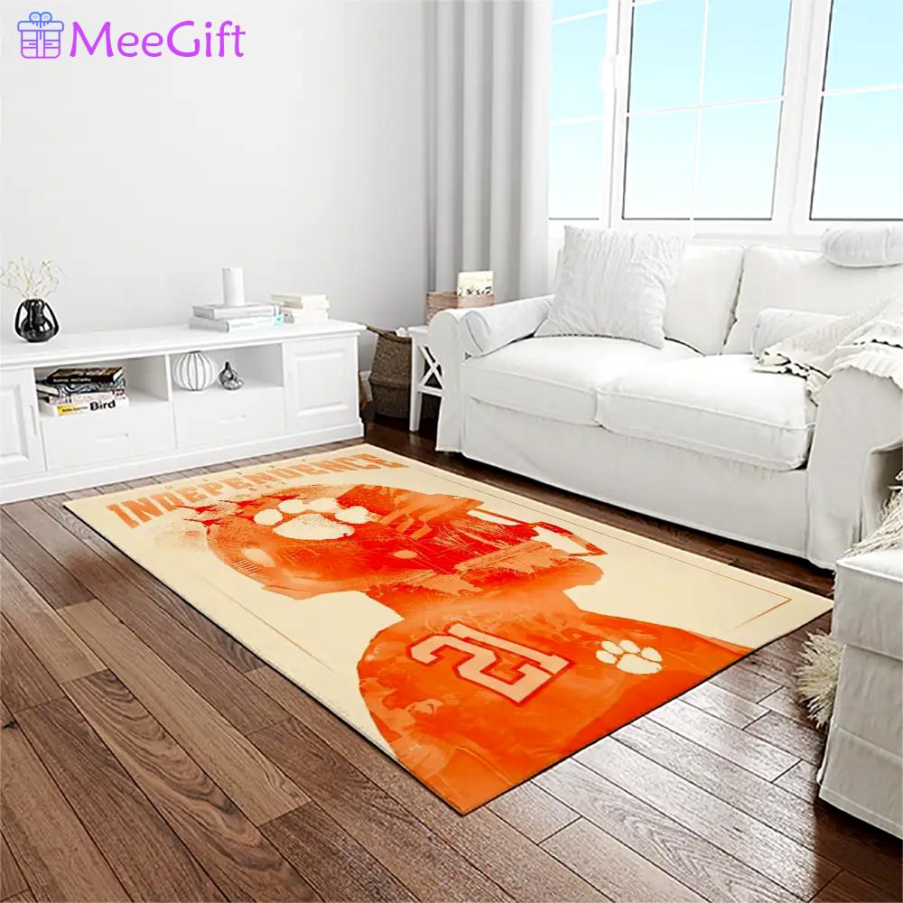 Ncaa clemson tigers college sport basketball and foolball team logo rectangle area rug ct05 Rectangle Rug