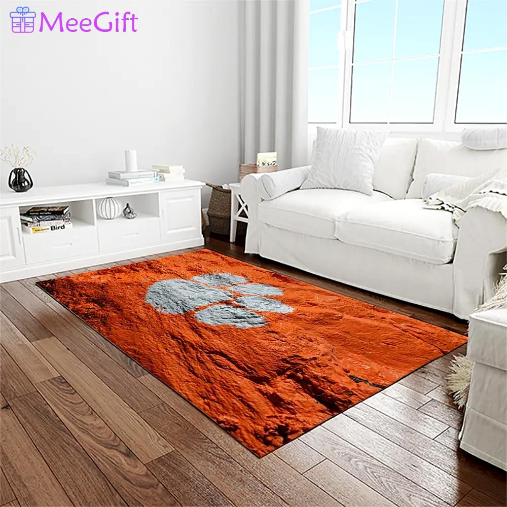 Ncaa clemson tigers college sport basketball and foolball team logo rectangle area rug ct42 Rectangle Rug