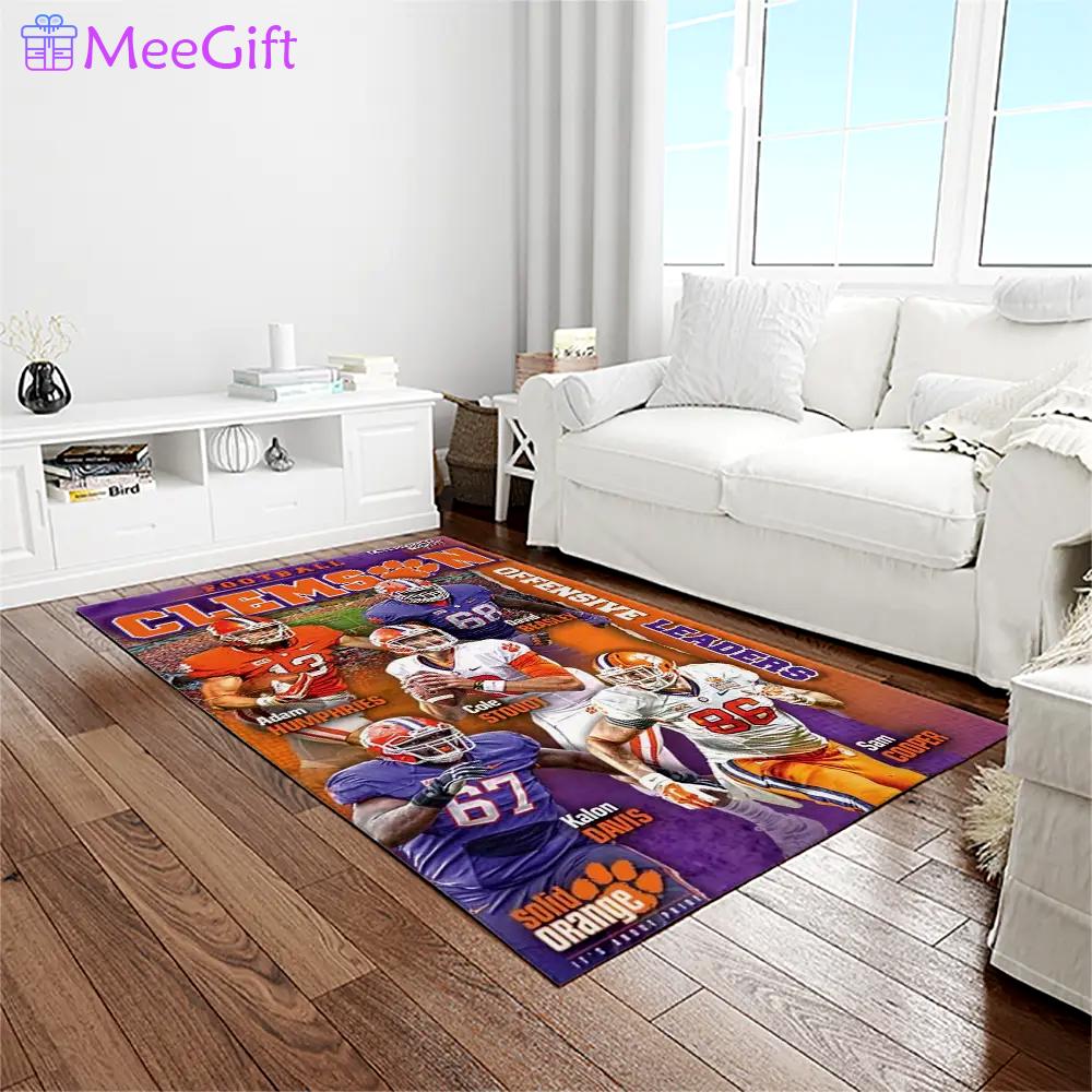 Ncaa clemson tigers college sport basketball and foolball team logo rectangle area rug ct81 Rectangle Rug