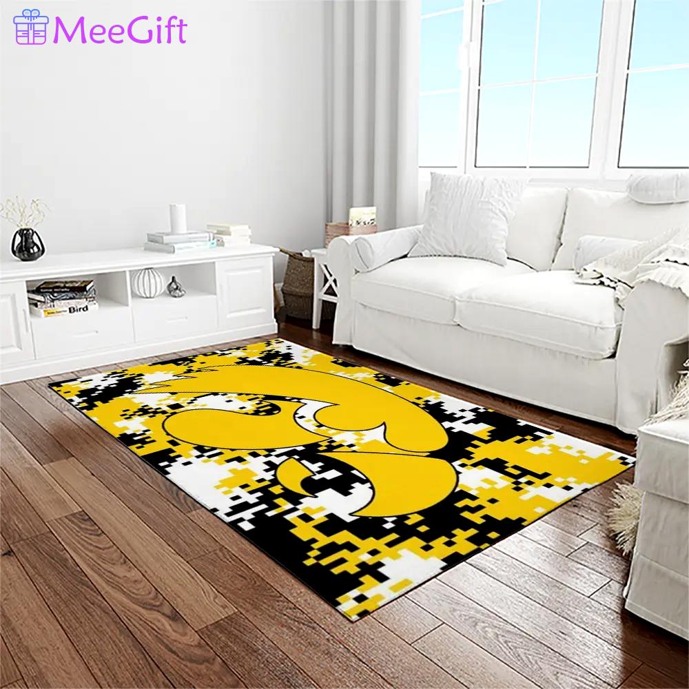 Ncaa iowa hawkeyes college sport basketball and foolball team logo rectangle area rug iwh42 Rectangle Rug