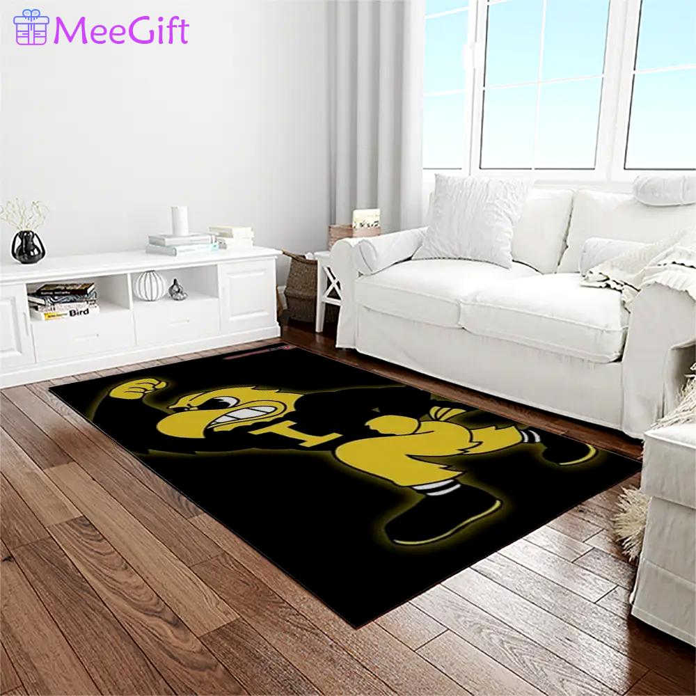 Ncaa iowa hawkeyes college sport basketball and foolball team logo rectangle area rug iwh43 Rectangle Rug