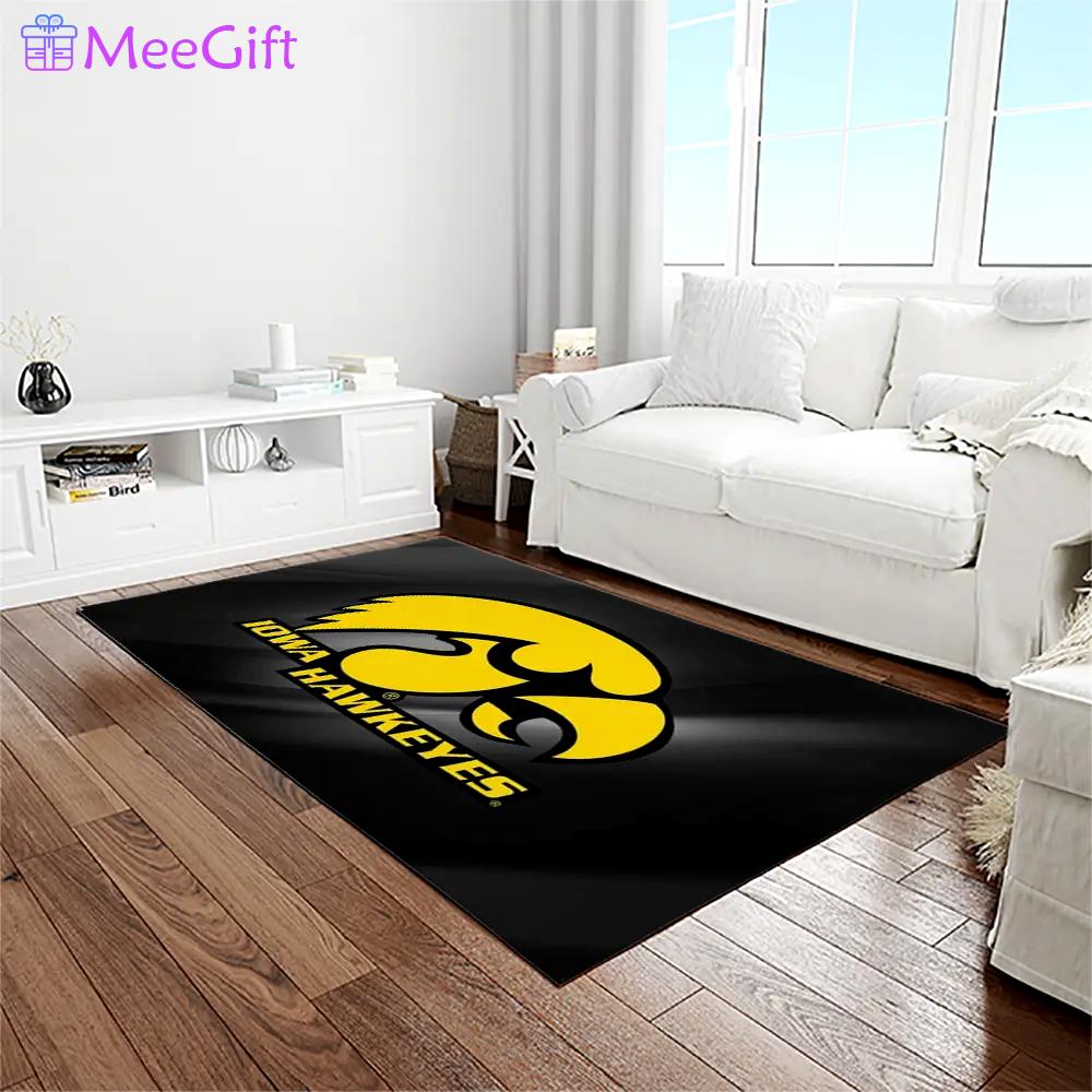 Ncaa iowa hawkeyes college sport basketball and foolball team logo rectangle area rug iwh57 Rectangle Rug