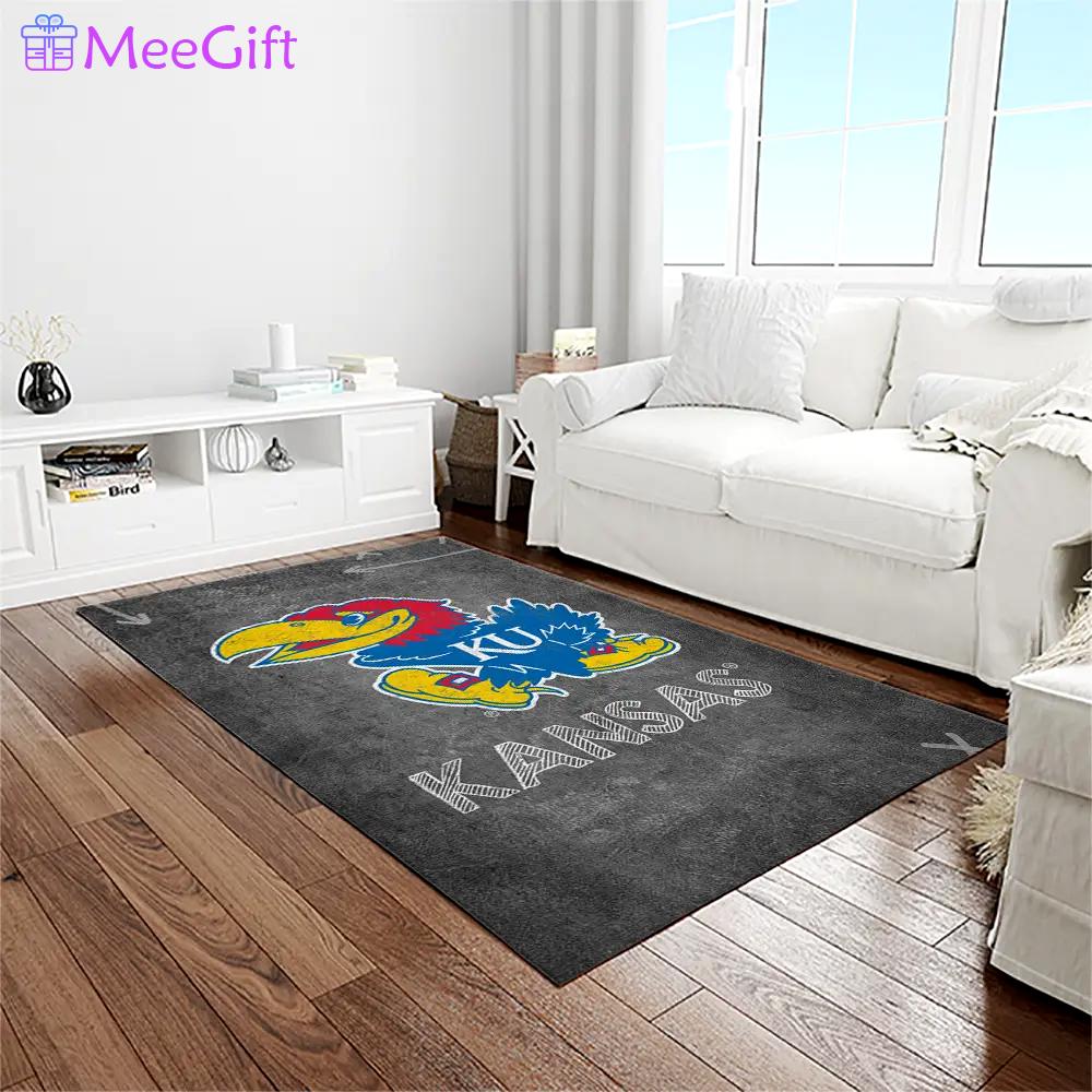 Ncaa kansas jayhawks basketball team logo rectangle area rug kj42 Rectangle Rug