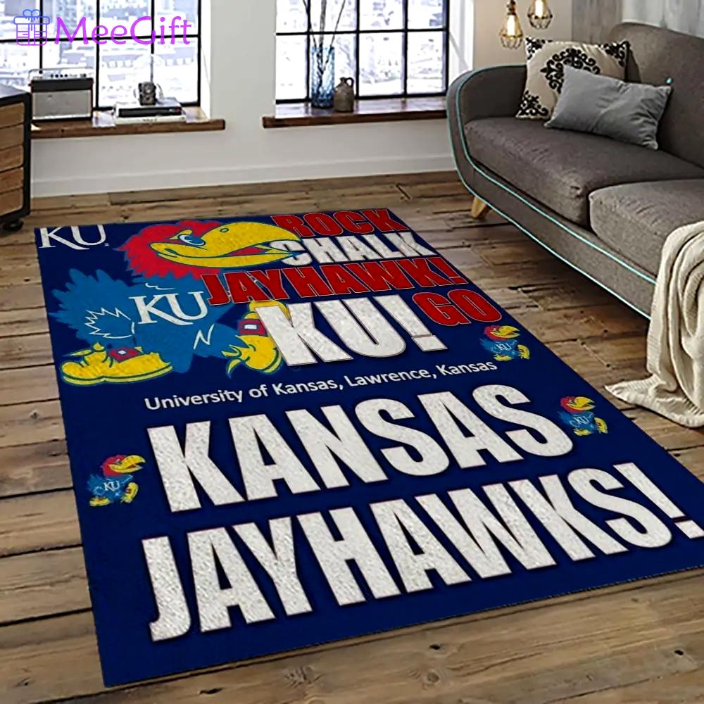Ncaa kansas jayhawks football team logo sport carpet area rug home decor best gift for friends ksjk51 Rectangle Rug