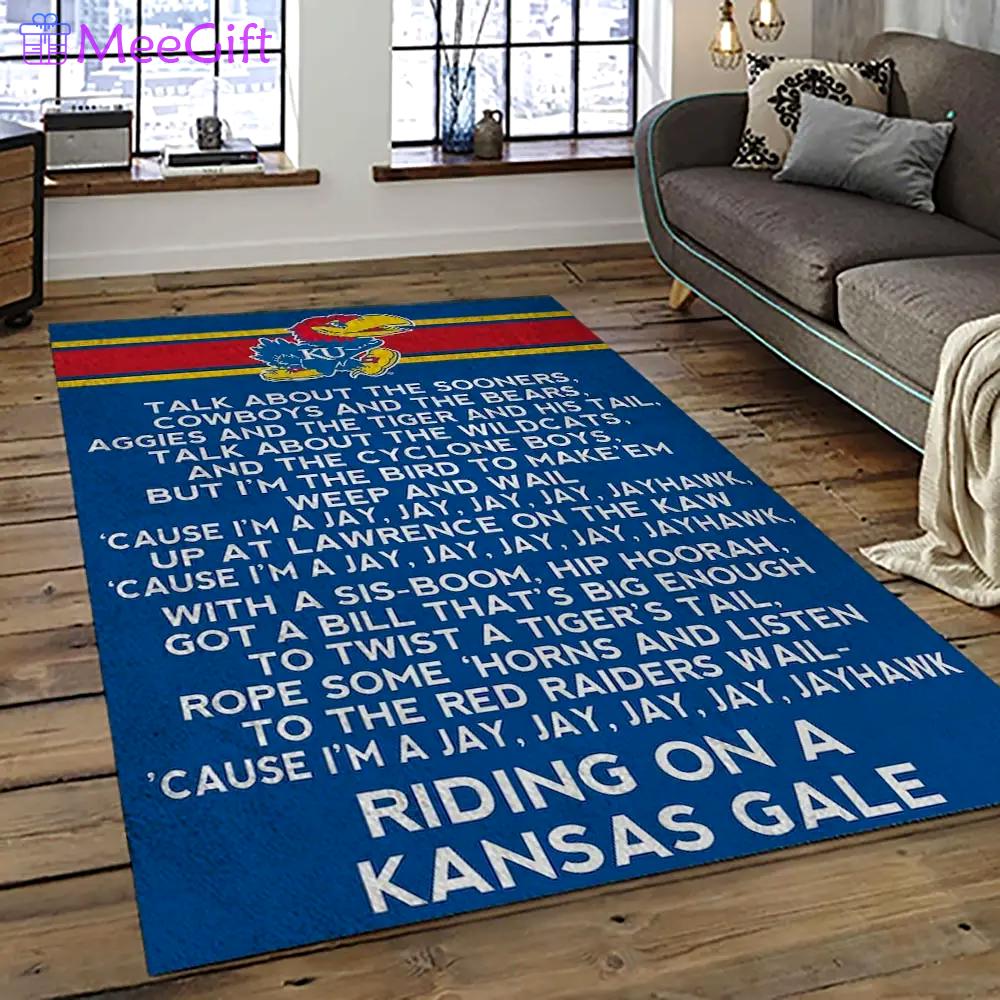 Ncaa kansas jayhawks football team logo sport carpet area rug home decor best gift for friends ksjk8 Rectangle Rug