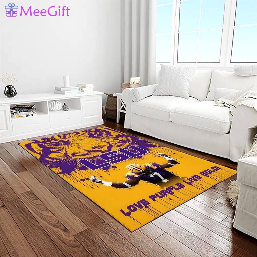 Ncaa louisiana state university college sport basketball and foolball team logo rectangle area rug lsu33 Rectangle Rug