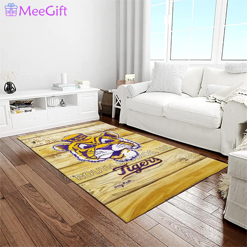 Ncaa louisiana state university college sport basketball and foolball team logo rectangle area rug lsu57 Rectangle Rug