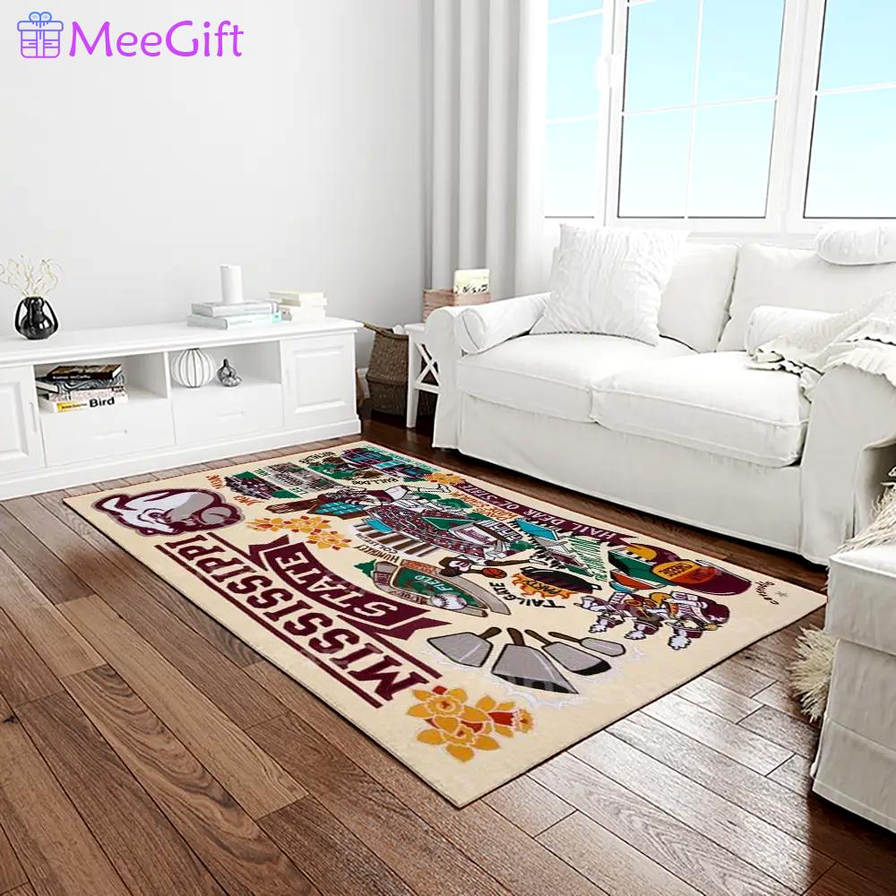Ncaa mississippi state bulldogs college sport basketball and foolball team logo rectangle area rug msb50 Rectangle Rug