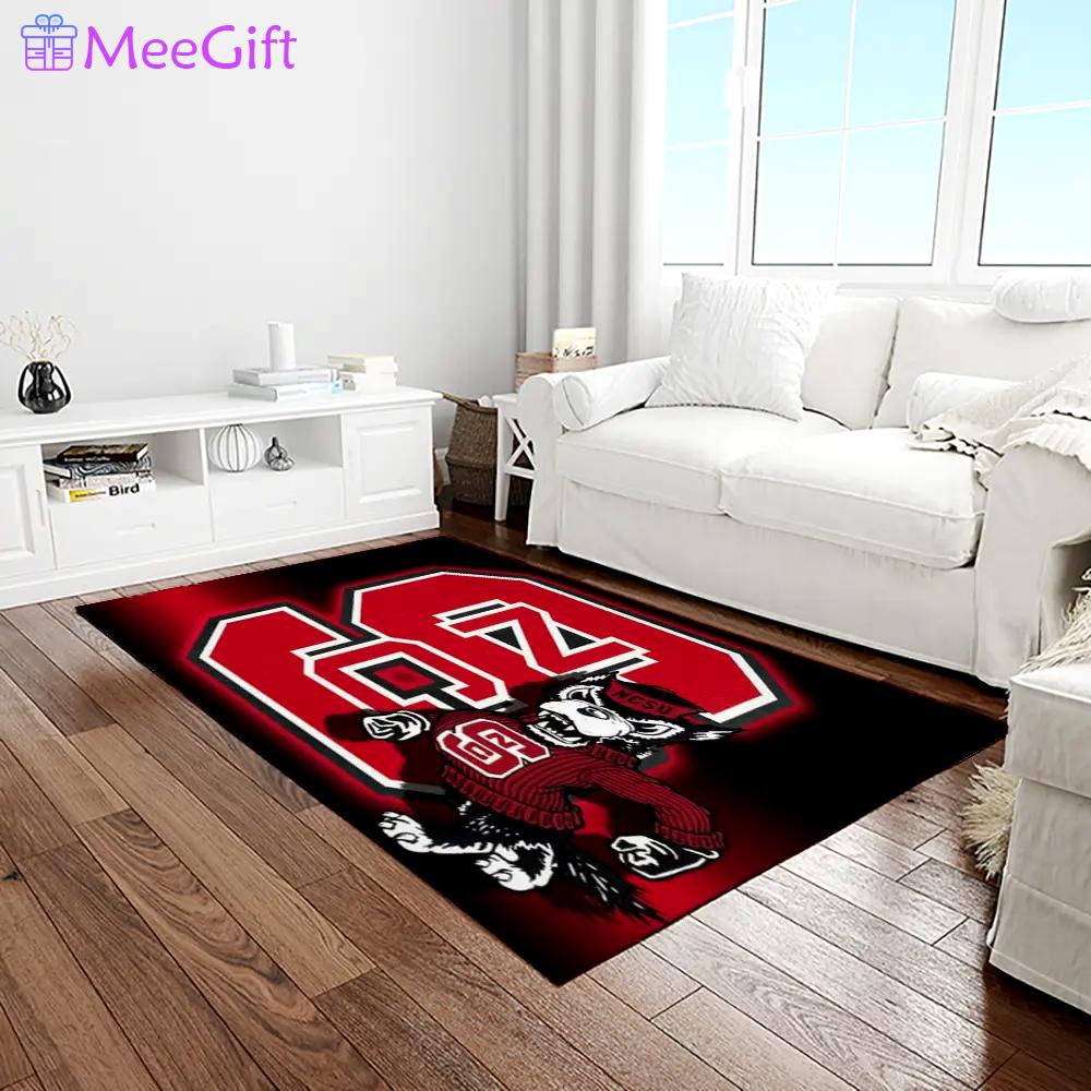 Ncaa nc state wolfpack sport basketball and foolball team logo rectangle area rug ncsw21 Rectangle Rug