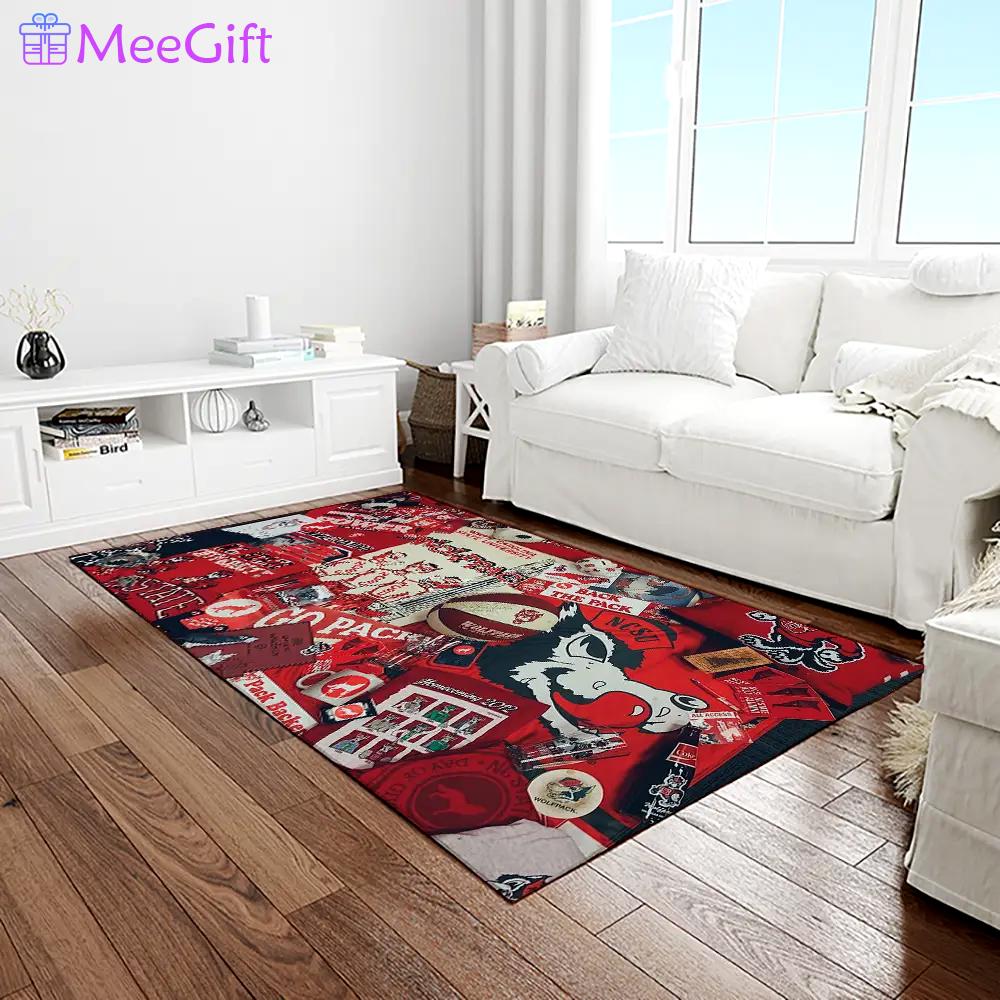 Ncaa nc state wolfpack sport basketball and foolball team logo rectangle area rug ncsw57 Rectangle Rug