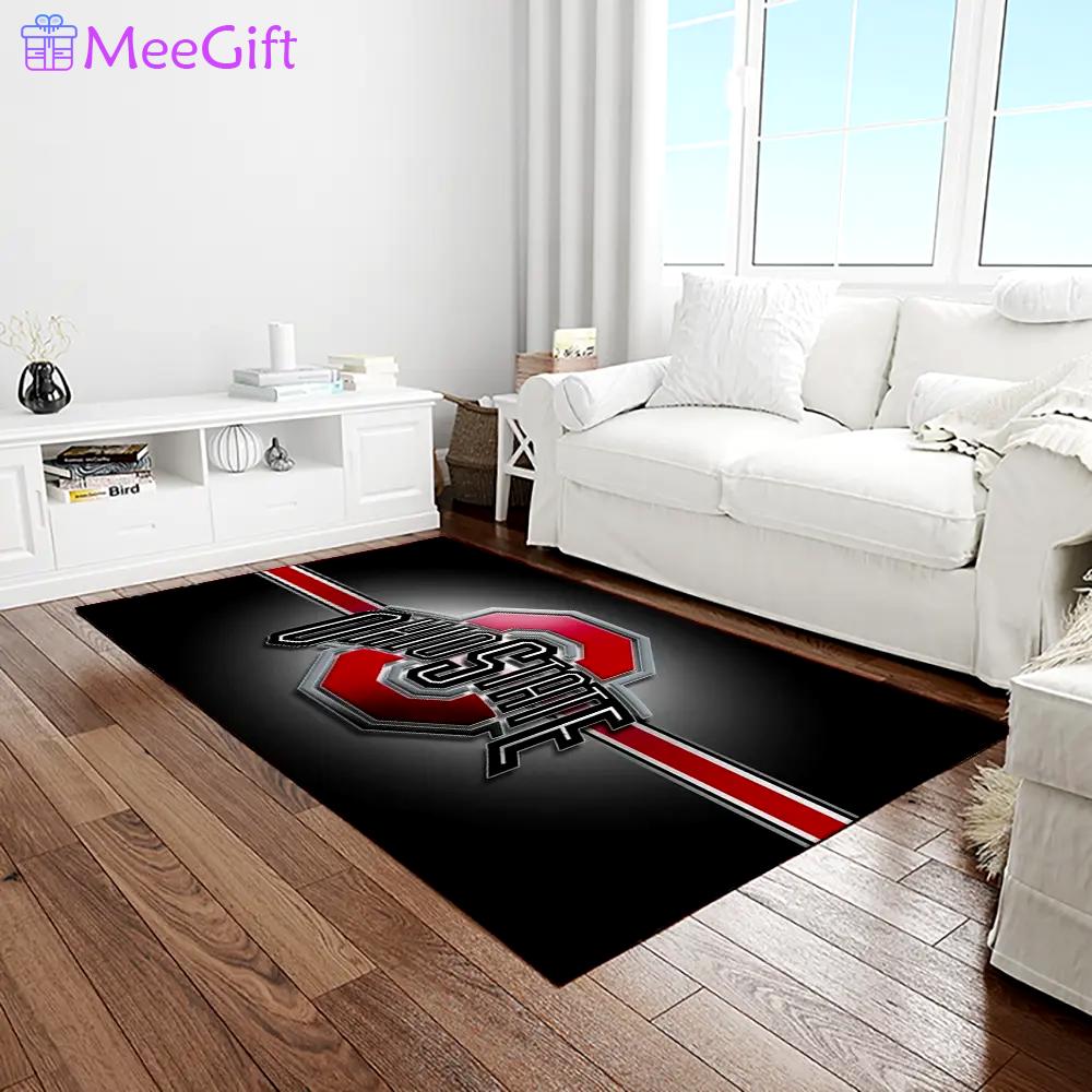 Ncaa ohio state buckeyes college sport basketball and foolball team logo rectangle area rug osb10 Rectangle Rug