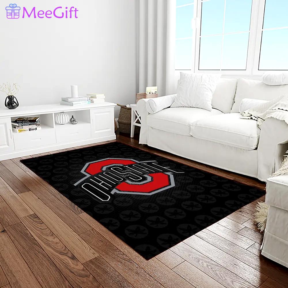 Ncaa ohio state buckeyes college sport basketball and foolball team logo rectangle area rug osb19 Rectangle Rug