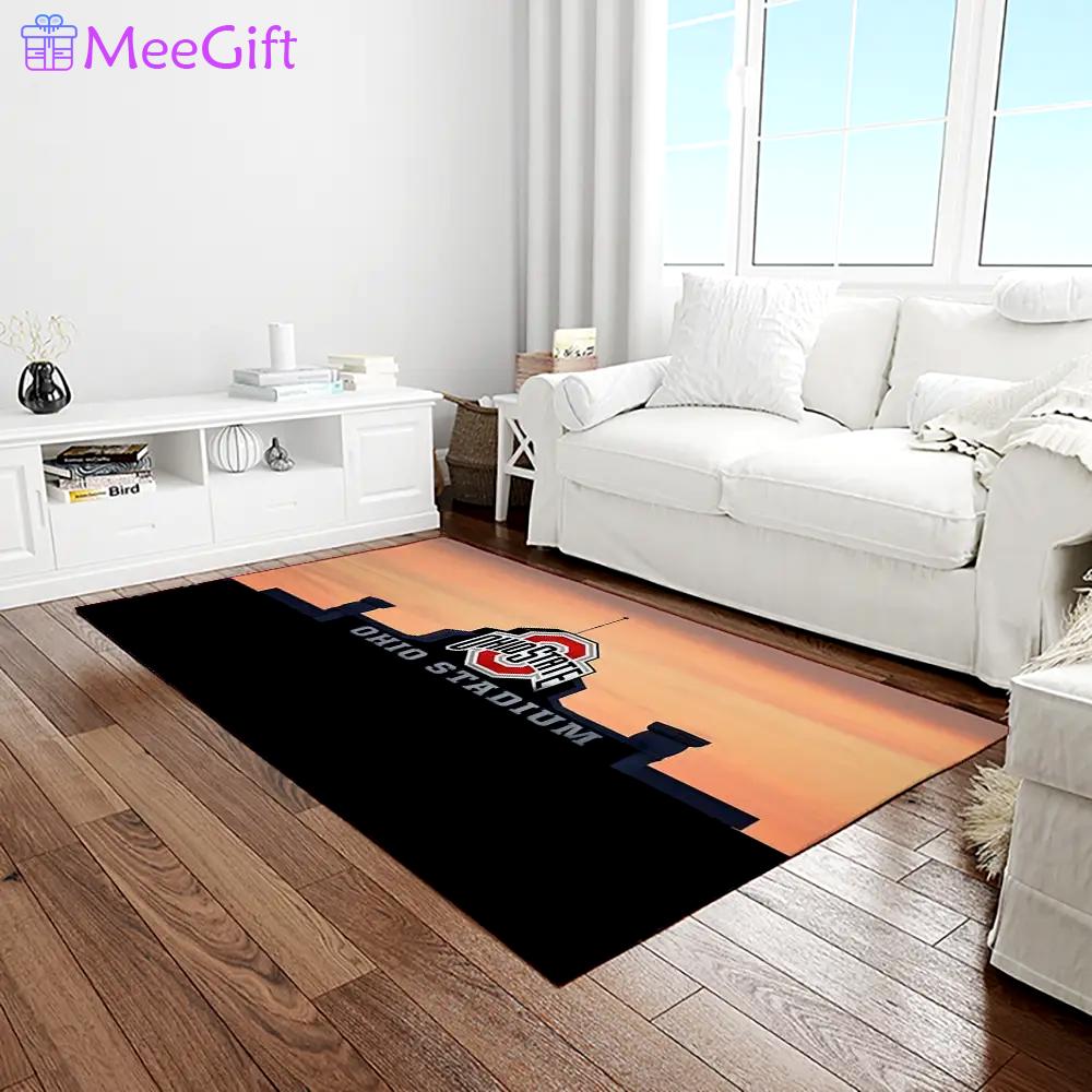 Ncaa ohio state buckeyes college sport basketball and foolball team logo rectangle area rug osb49 Rectangle Rug