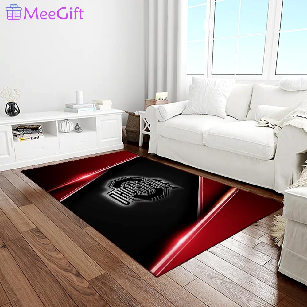 Ncaa ohio state buckeyes college sport basketball and foolball team logo rectangle area rug osb52 Rectangle Rug