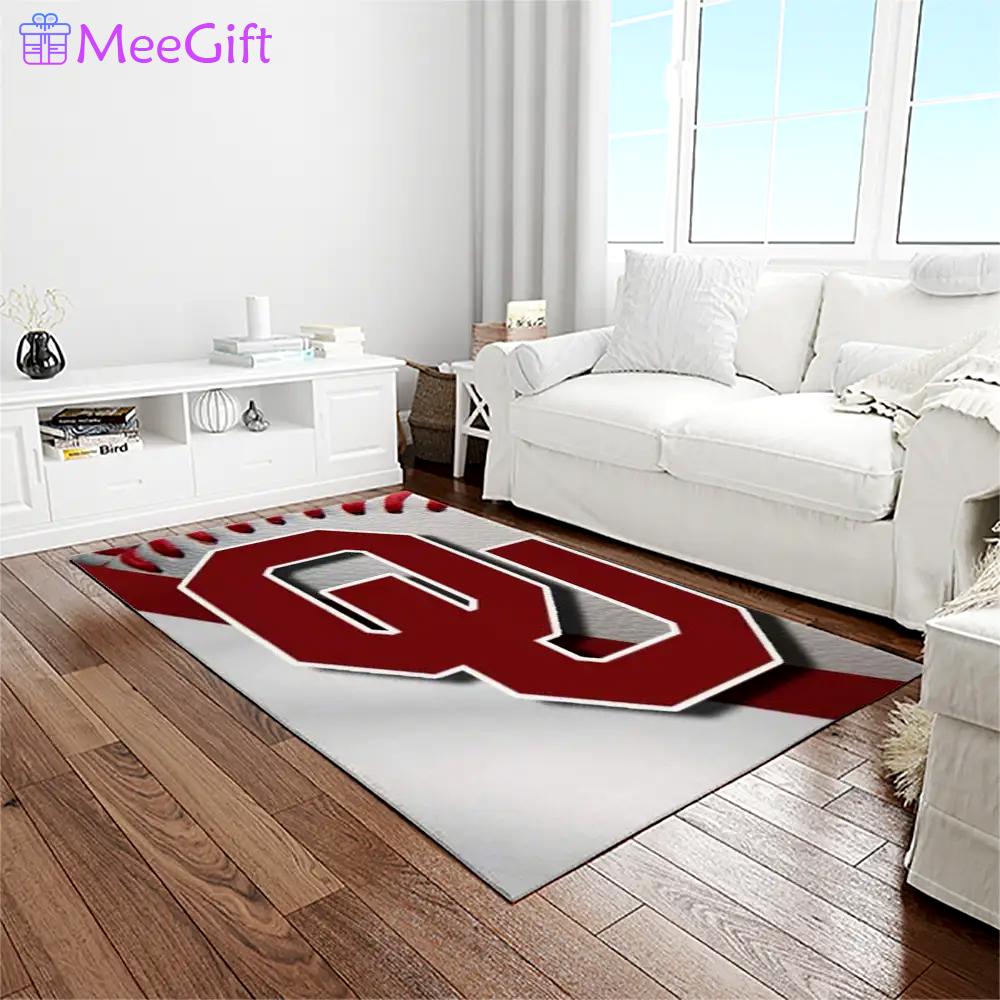 Ncaa oklahoma sooners sport basketball and foolball team logo rectangle area rug os25 Rectangle Rug