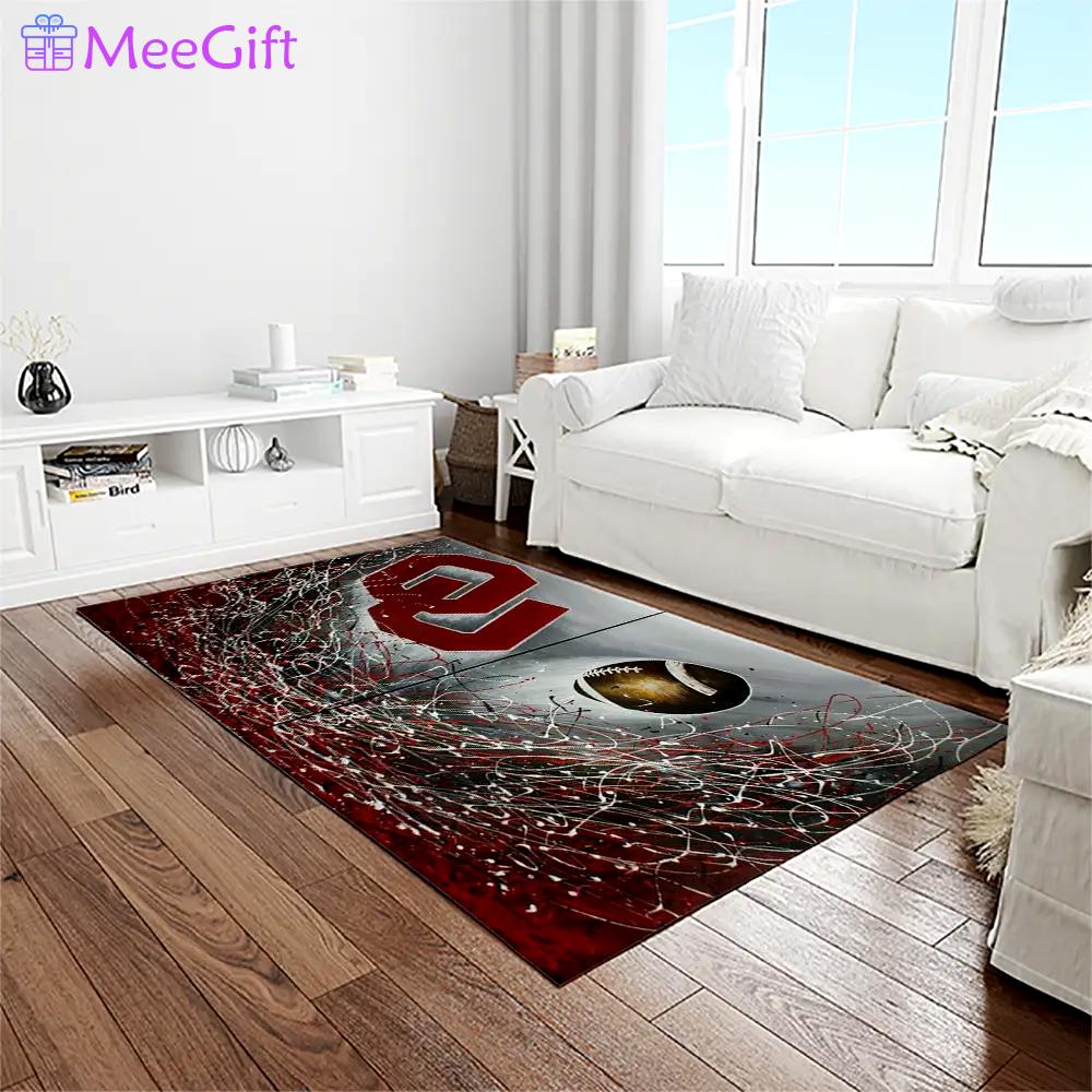 Ncaa oklahoma sooners sport basketball and foolball team logo rectangle area rug os75 Rectangle Rug