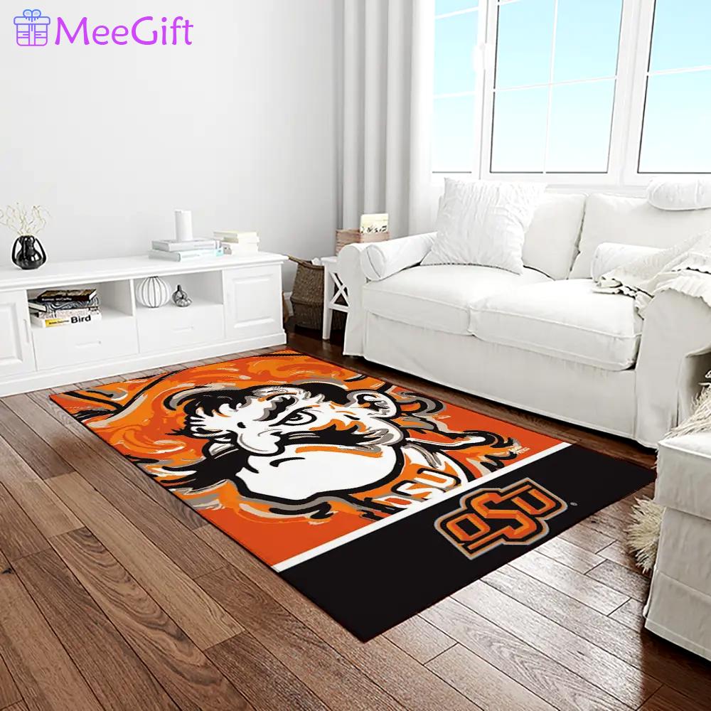 Ncaa oklahoma state cowboys sport basketball and foolball team logo rectangle area rug osc07 Rectangle Rug