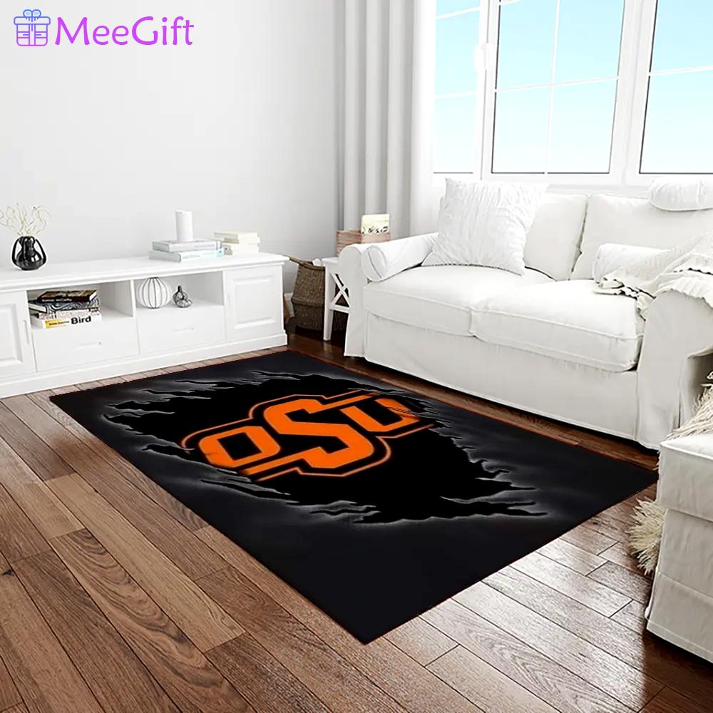Ncaa oklahoma state cowboys sport basketball and foolball team logo rectangle area rug osc51 Rectangle Rug