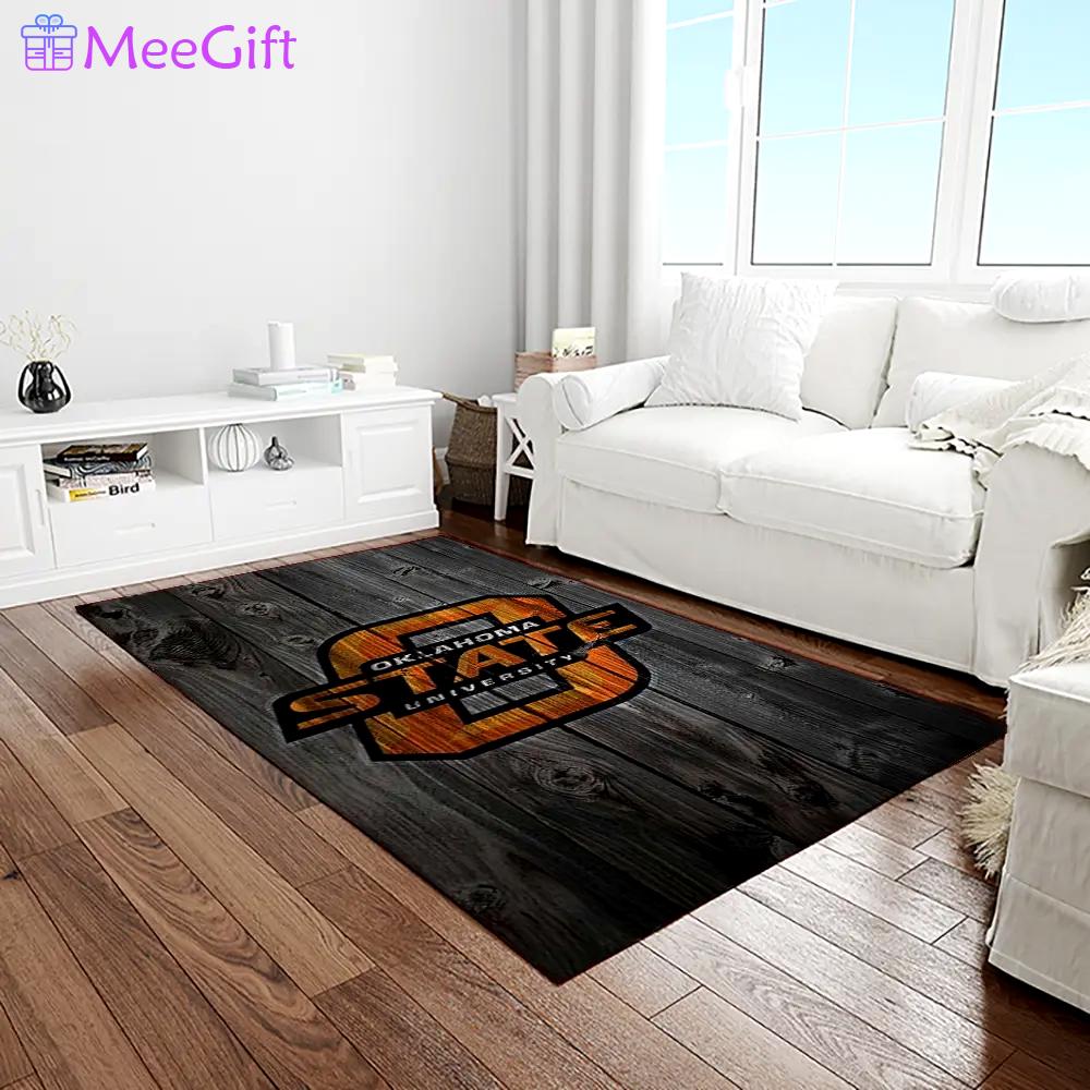 Ncaa oklahoma state cowboys sport basketball and foolball team logo rectangle area rug osc68 Rectangle Rug