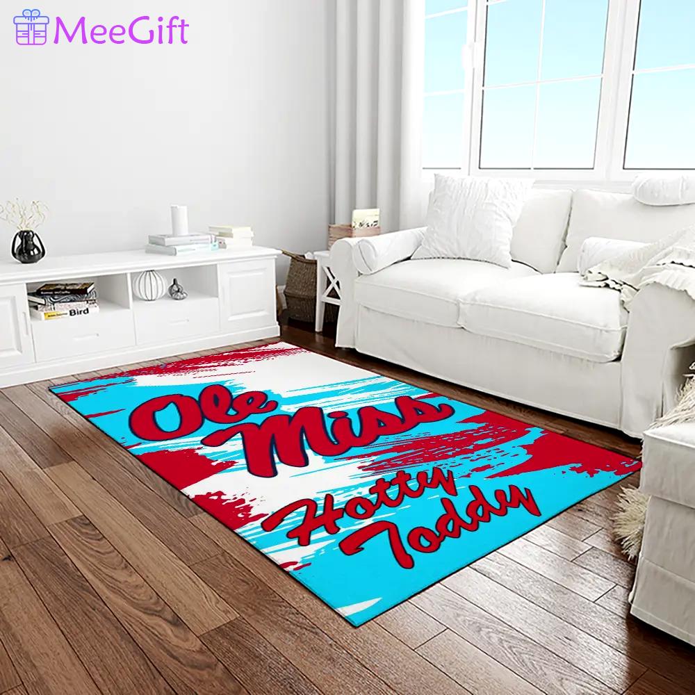 Ncaa ole miss rebels sport basketball and foolball team logo rectangle area rug omr25 Rectangle Rug