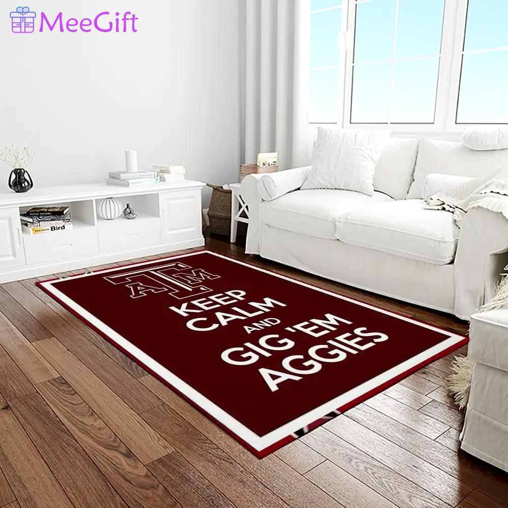 Ncaa texas a&m aggies college sport basketball and foolball team logo rectangle area rug tama46 Rectangle Rug