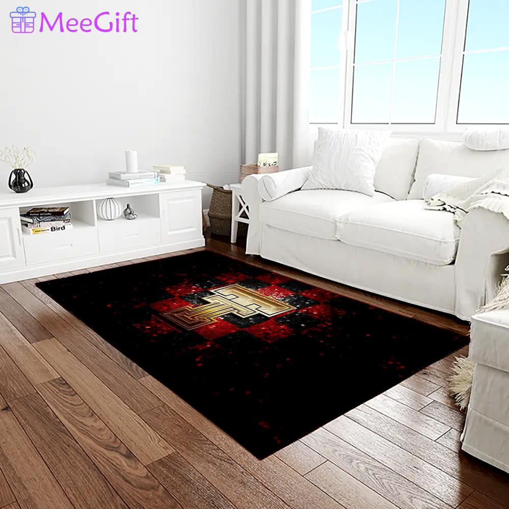 Ncaa texas tech red raiders sport basketball and foolball team logo rectangle area rug ttrr06 Rectangle Rug