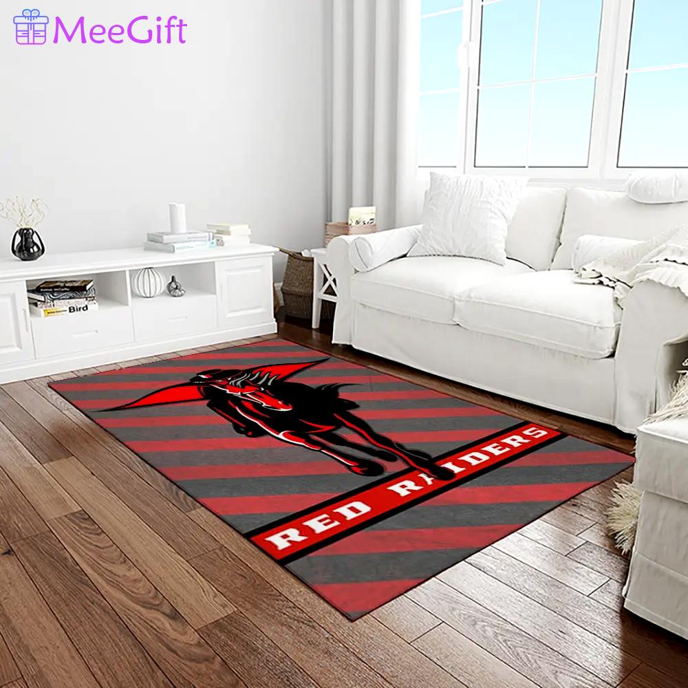 Ncaa texas tech red raiders sport basketball and foolball team logo rectangle area rug ttrr14 Rectangle Rug