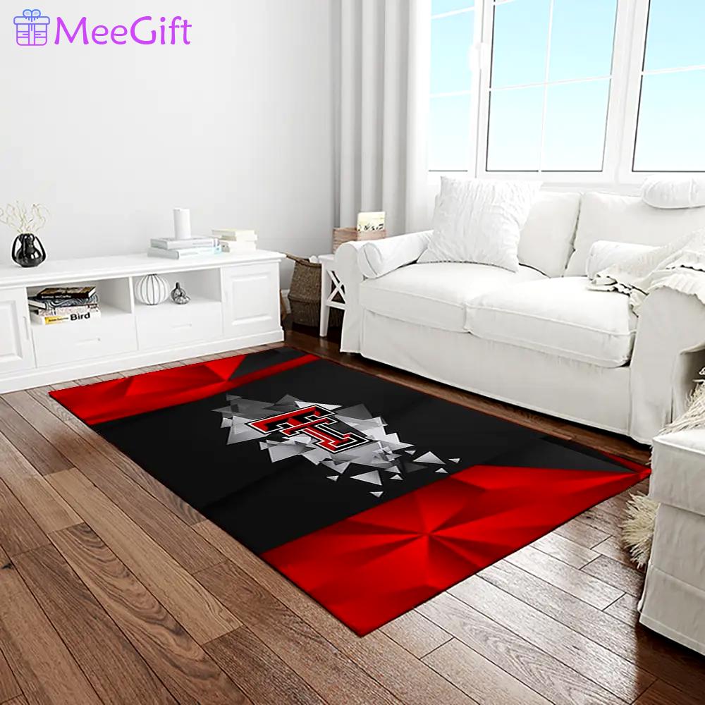 Ncaa texas tech red raiders sport basketball and foolball team logo rectangle area rug ttrr19 Rectangle Rug
