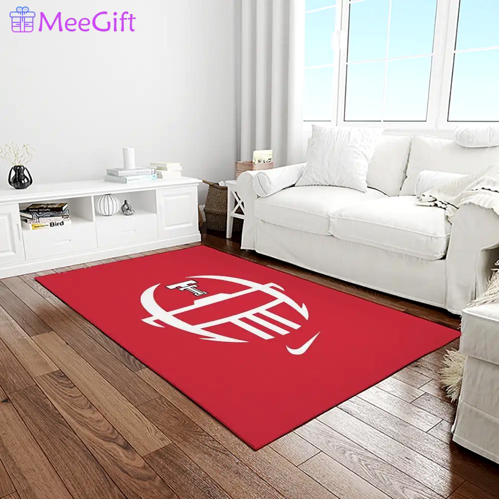 Ncaa texas tech red raiders sport basketball and foolball team logo rectangle area rug ttrr39 Rectangle Rug