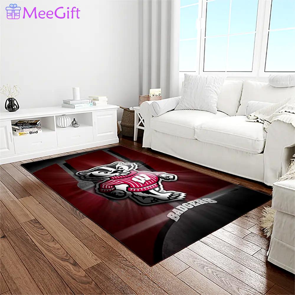 Ncaa wisconsin badgers college sport basketball and foolball team logo rectangle area rug wb26 Rectangle Rug