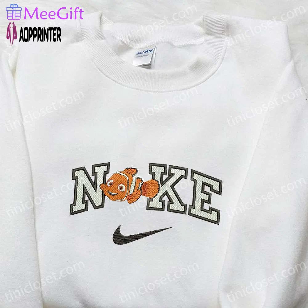 Nemo x nike cartoon sweatshirt: disney characters embroidered shirt nike inspired design Embroidered Shirt