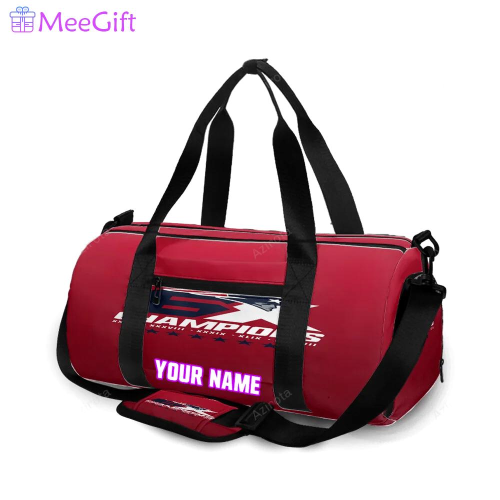 New england patriots 6x champions red personalized name travel bag gym bag 1153 Travel Bag
