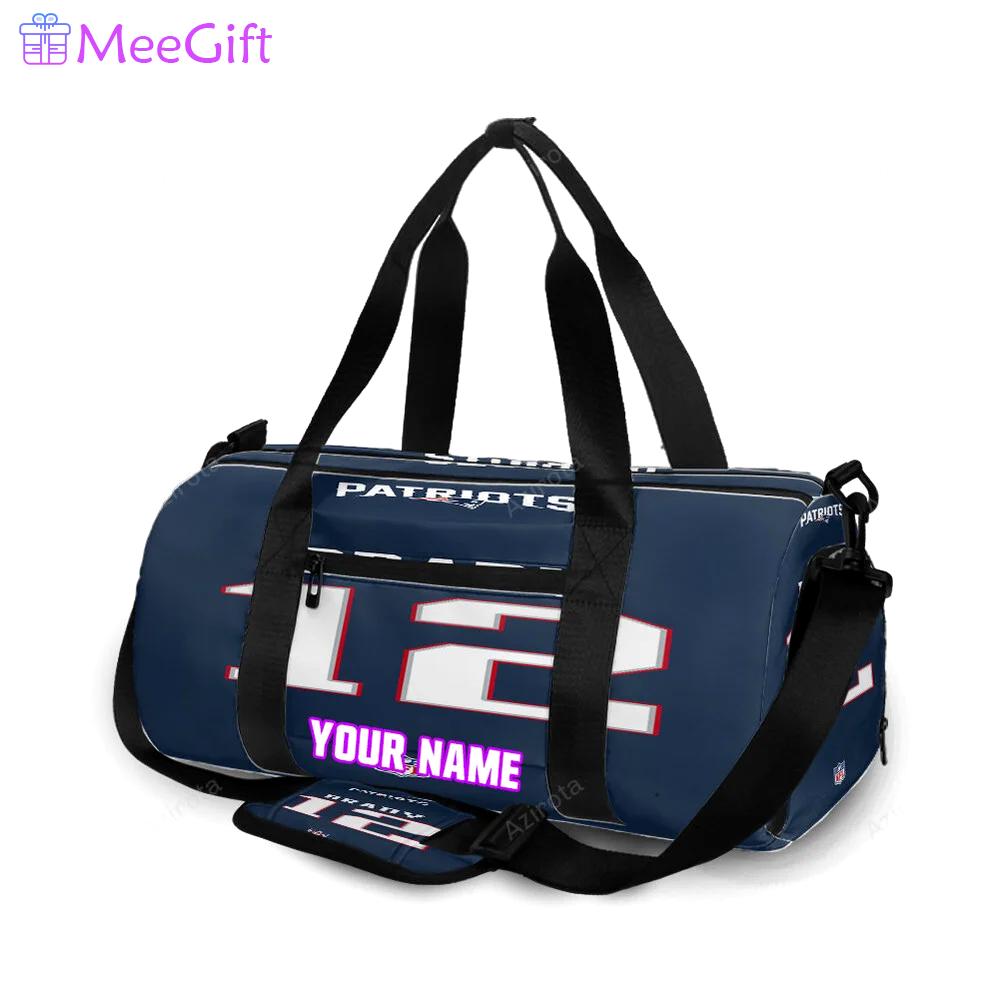 New england patriots brandy 12 uniform personalized name travel bag gym bag 750 Travel Bag