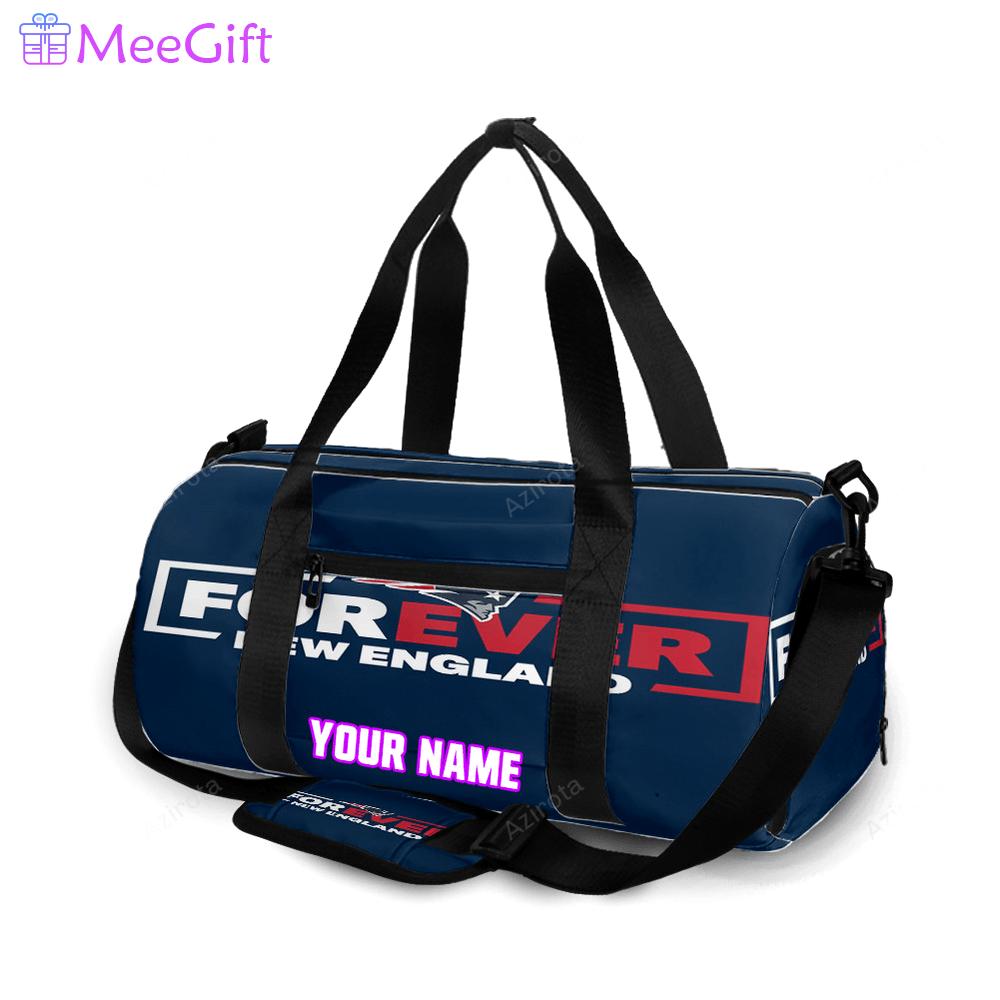 New england patriots forever logo blue personalized name travel bag gym bag 1437 Travel Bag