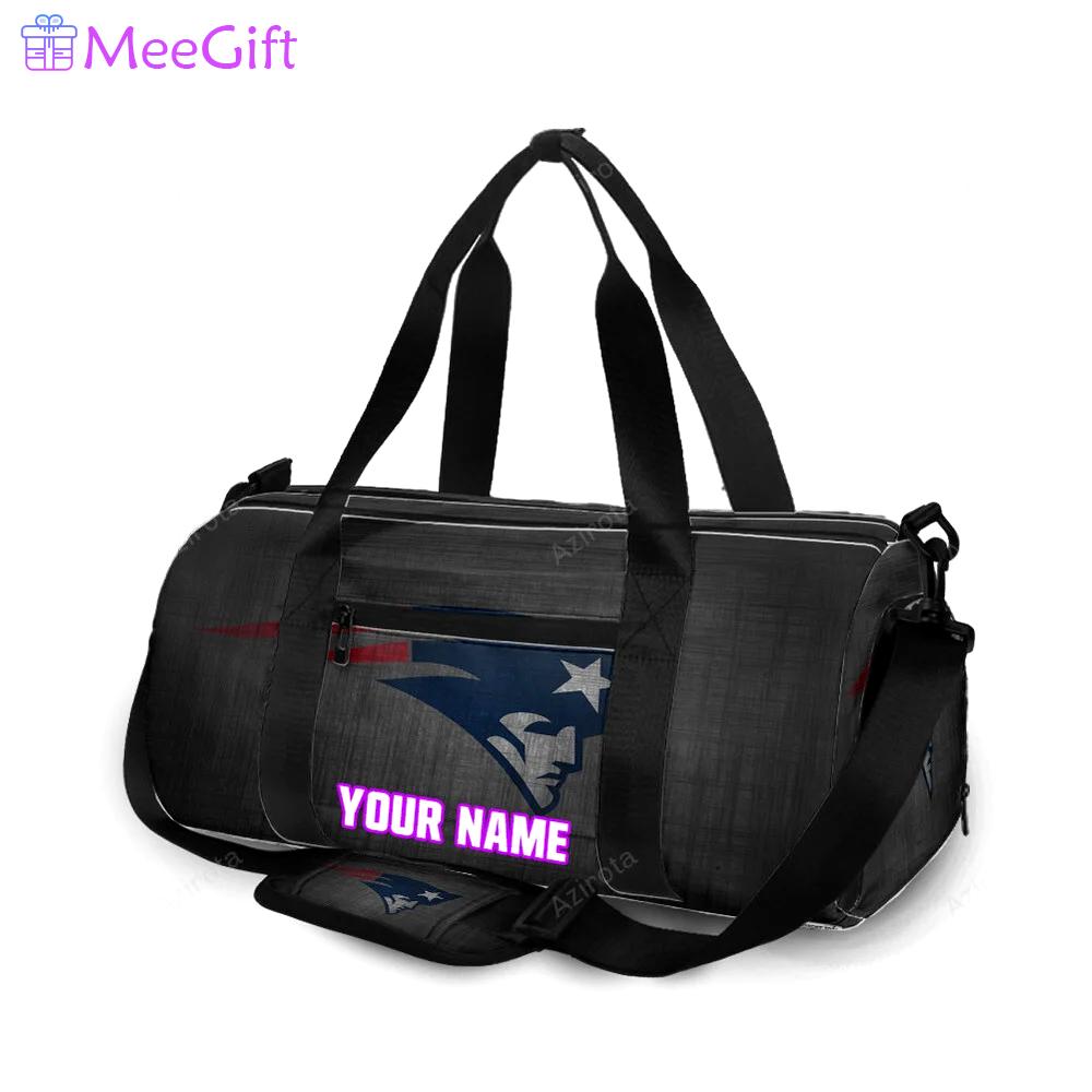 New england patriots gray personalized name travel bag gym bag 559 Travel Bag
