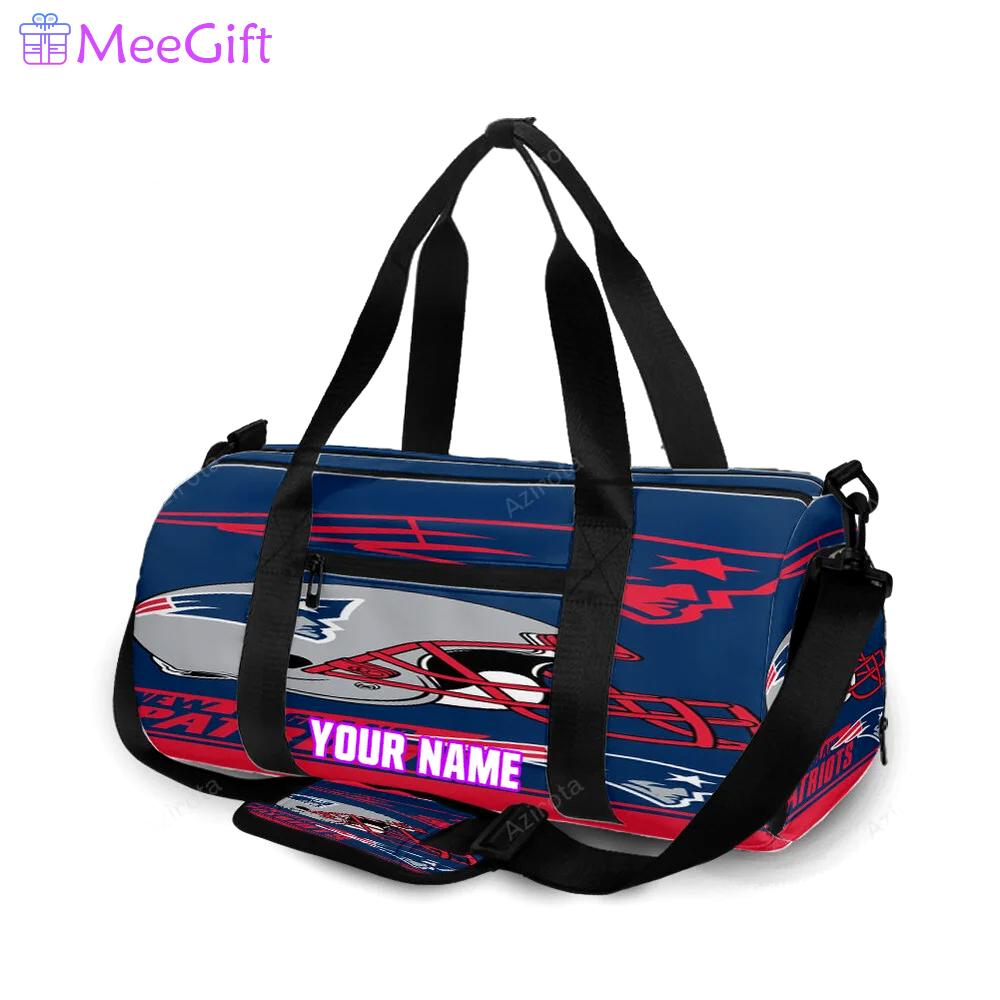New england patriots helmet red navy personalized name travel bag gym bag 506 Travel Bag
