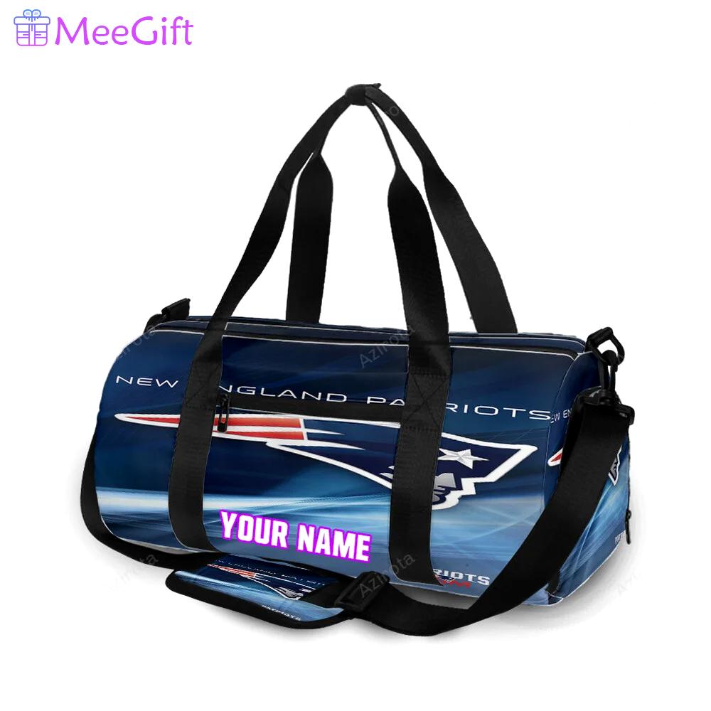 New england patriots light navy personalized name travel bag gym bag 562 Travel Bag