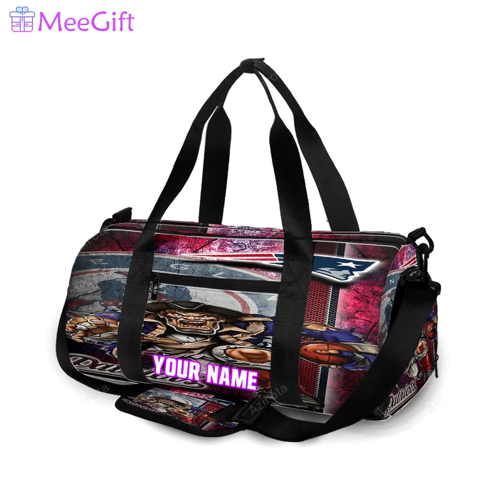 New england patriots mascot runing personalized name travel bag gym bag 598 Travel Bag