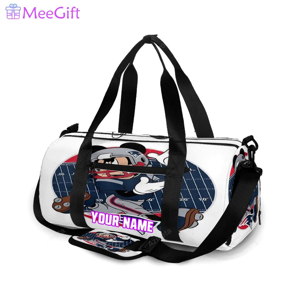 New england patriots mickey wears uniform personalized name travel bag gym bag 1357 Travel Bag