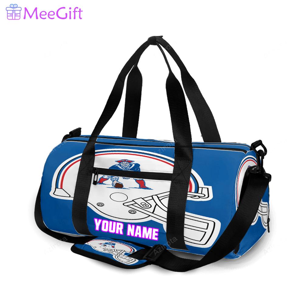 New england patriots pat helmet blue personalized name travel bag gym bag 1107 Travel Bag