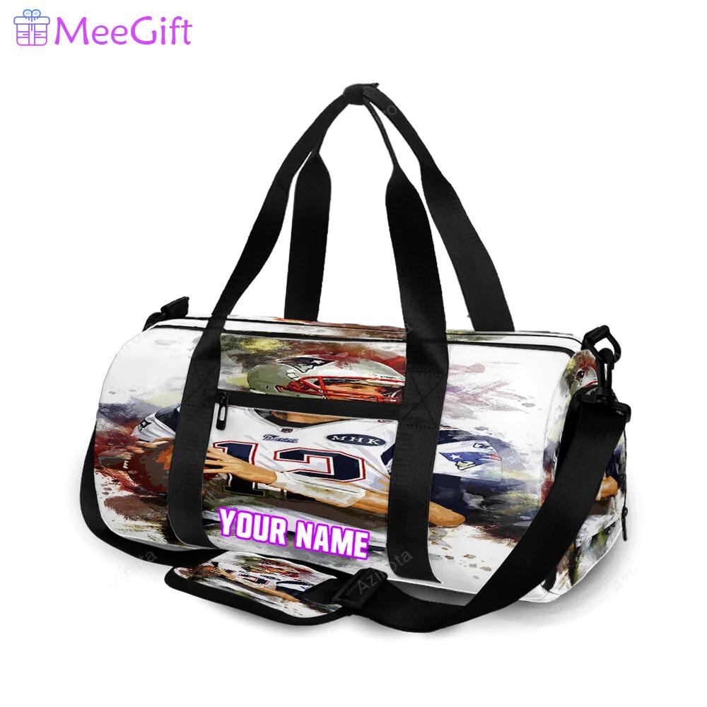 New england patriots tom brady color splash personalized name travel bag gym bag 328 Travel Bag