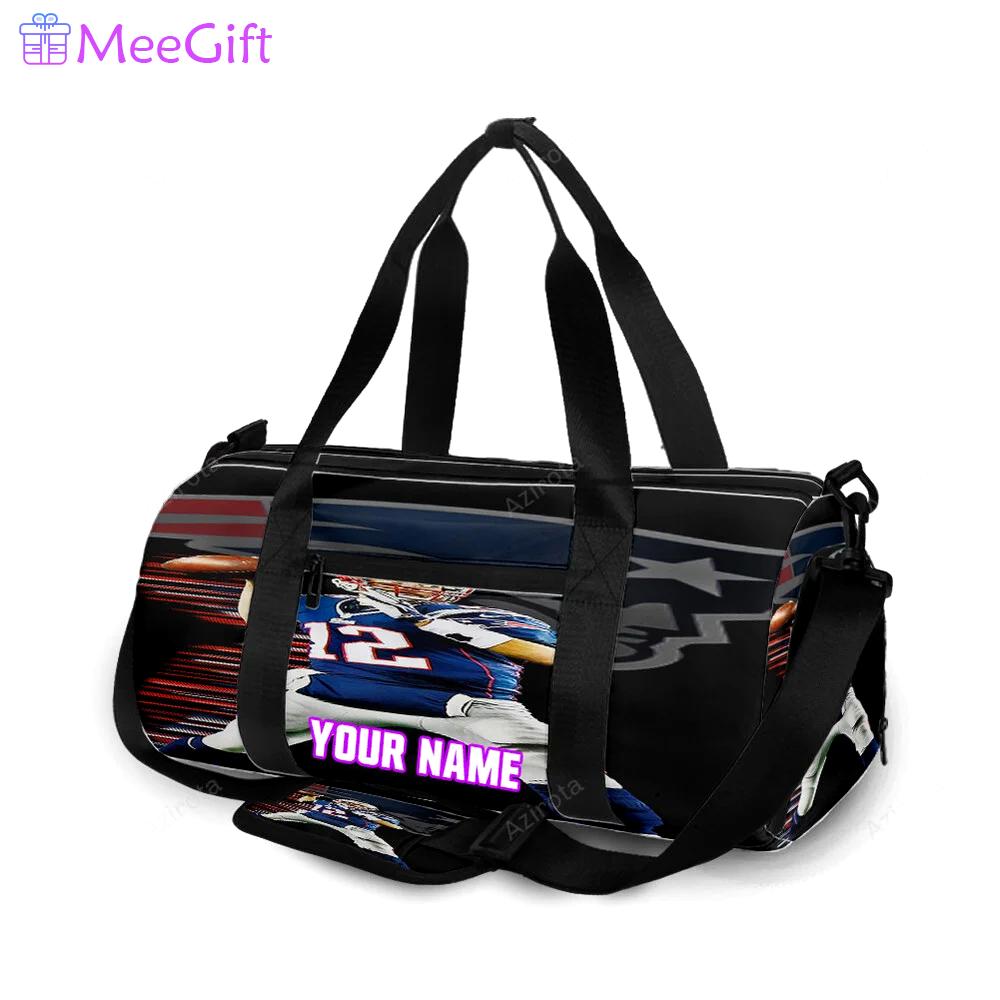 New england patriots tom new england patriots throwing ball personalized name travel bag gym bag 519 Travel Bag