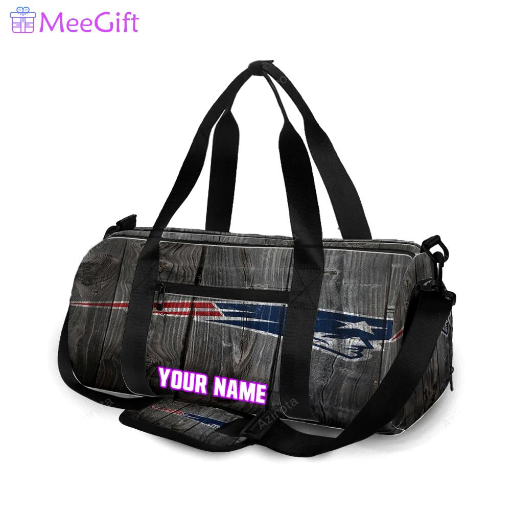 New england patriots wood background personalized name travel bag gym bag 43 Travel Bag