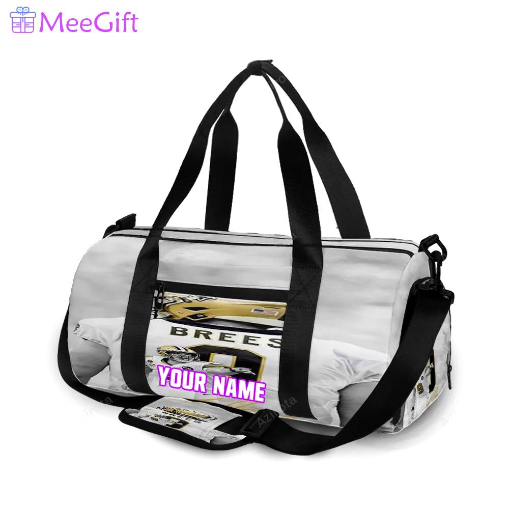 New orleans saints drew brees1 personalized name travel bag gym bag 1287 Travel Bag