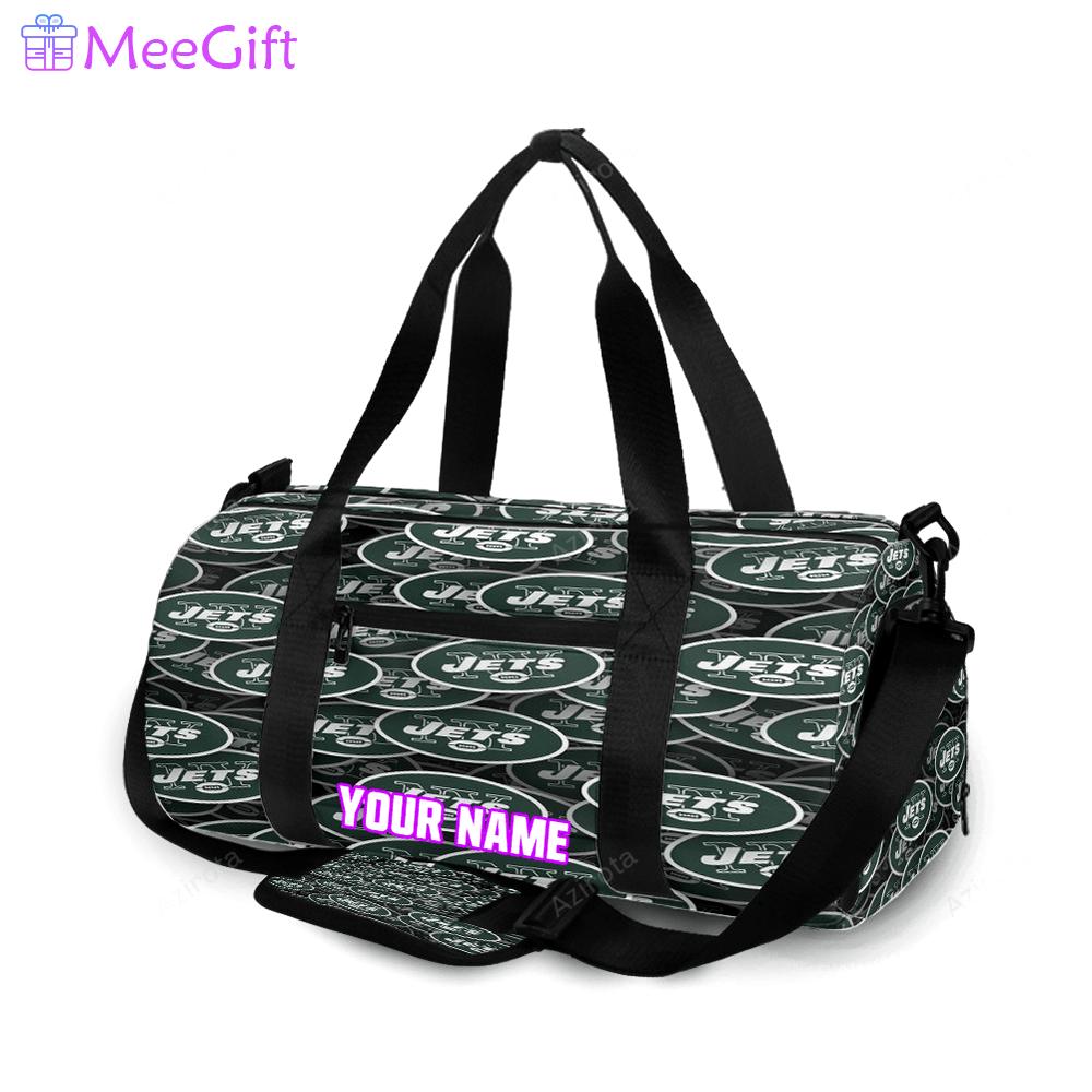 New york jets emblems v32 personalized name travel bag gym bag 1008 Travel Bag