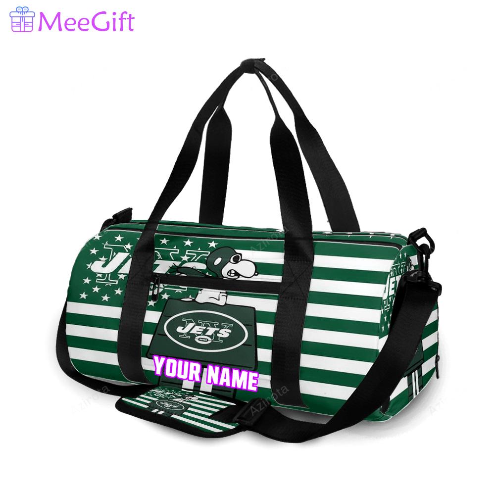 New york jets snoopy v43 personalized name travel bag gym bag 1612 Travel Bag