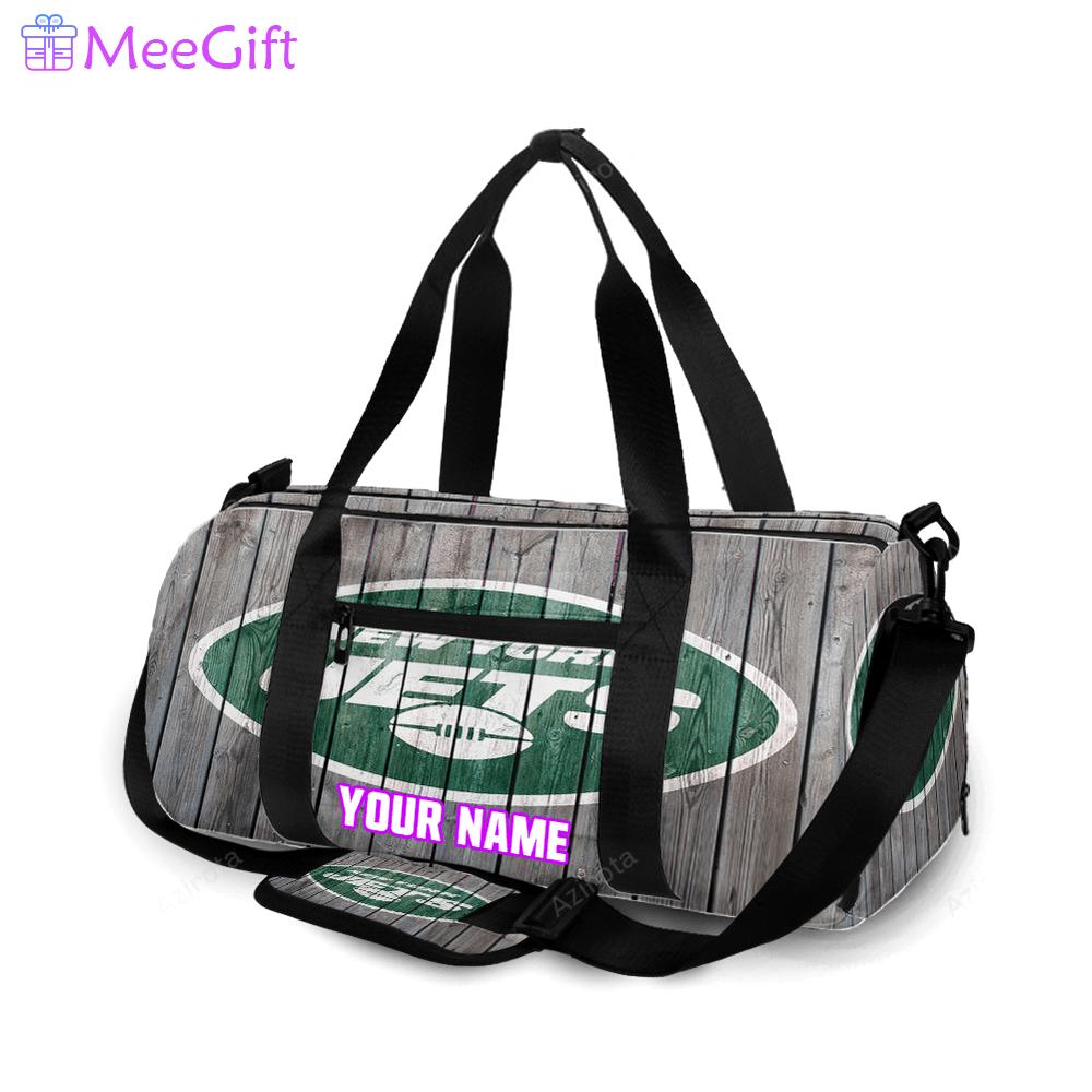 New york jets wooden v33 personalized name travel bag gym bag 975 Travel Bag